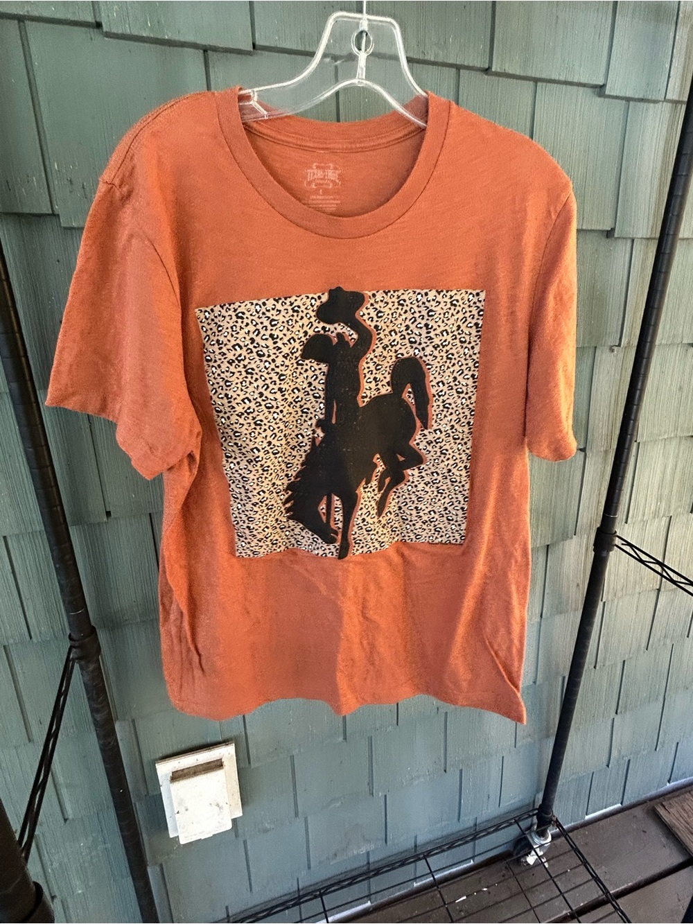 Women’s Rust Orange Short-Sleeve Graphic Tee with Cowboy Motif